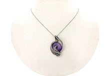 Load image into Gallery viewer, Amethyst Donut Pendant: Wire-Wrapped Sterling Silver Necklace with Citrine Accent - Heather Jordan Jewelry
