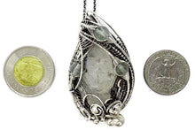 Load image into Gallery viewer, UV-Fluorescent, Mexican Hyalite Opal Wire-Wrapped Pendant in Sterling Silver with Fluorite - Heather Jordan Jewelry