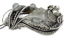 Load image into Gallery viewer, UV-Fluorescent, Mexican Hyalite Opal Wire-Wrapped Pendant in Sterling Silver with Fluorite - Heather Jordan Jewelry