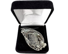 Load image into Gallery viewer, UV-Fluorescent, Mexican Hyalite Opal Wire-Wrapped Pendant in Sterling Silver with Fluorite - Heather Jordan Jewelry