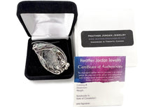 Load image into Gallery viewer, UV-Fluorescent, Mexican Hyalite Opal Wire-Wrapped Pendant in Sterling Silver with Fluorite - Heather Jordan Jewelry