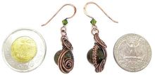 Load image into Gallery viewer, African Green Opal Wire-Wrapped Jewelry Set: Bronze Necklace &amp; Earrings with Swarovski Crystal Swish Design