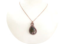 Load image into Gallery viewer, African Green Opal Wire-Wrapped Jewelry Set: Bronze Necklace &amp; Earrings with Swarovski Crystal Swish Design
