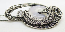Load image into Gallery viewer, Rainbow Moonstone Donut Pendant: Wire-Wrapped Sterling Silver Necklace with Herkimer Diamond Accent - Bridal Fantasy Jewelry