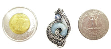 Load image into Gallery viewer, Handcrafted Amazonite Mini-Woven Donut Pendant with Rainbow Moonstone Accent - Sterling Silver Necklace