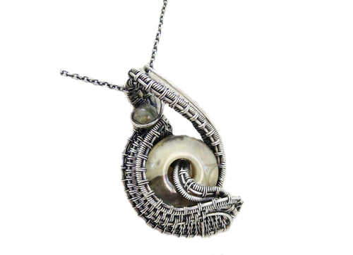 Handcrafted Agate Mini-Woven Donut Pendant with Labradorite Accent - Sterling Silver Necklace