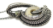 Load image into Gallery viewer, Handcrafted Agate Mini-Woven Donut Pendant with Labradorite Accent - Sterling Silver Necklace