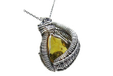 Load image into Gallery viewer, Natural Baltic Amber Pendant: Gnat Inclusion &amp; Ethiopian Opals, Wire-Wrapped Sterling Silver Necklace
