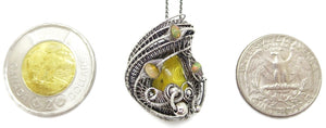 Natural Baltic Amber Pendant: Gnat Inclusion & Ethiopian Opals, Wire-Wrapped Sterling Silver Necklace