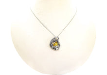 Load image into Gallery viewer, Natural Baltic Amber Pendant: Gnat Inclusion &amp; Ethiopian Opals, Wire-Wrapped Sterling Silver Necklace