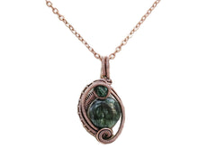 Load image into Gallery viewer, Seraphinite Bronze Wire-Wrapped Pendant with Swarovski Crystal - Mini-Woven Circle Design
