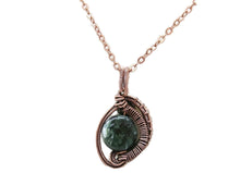 Load image into Gallery viewer, Seraphinite Bronze Wire-Wrapped Pendant with Swarovski Crystal - Mini-Woven Circle Design