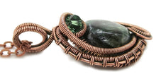 Load image into Gallery viewer, Seraphinite Bronze Wire-Wrapped Pendant with Swarovski Crystal - Mini-Woven Circle Design