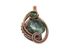Load image into Gallery viewer, Seraphinite Bronze Wire-Wrapped Pendant with Swarovski Crystal - Mini-Woven Circle Design