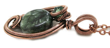 Load image into Gallery viewer, Seraphinite Bronze Wire-Wrapped Pendant with Swarovski Crystal - Mini-Woven Circle Design