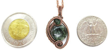 Load image into Gallery viewer, Seraphinite Bronze Wire-Wrapped Pendant with Swarovski Crystal - Mini-Woven Circle Design
