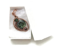 Load image into Gallery viewer, Seraphinite Bronze Wire-Wrapped Pendant with Swarovski Crystal - Mini-Woven Circle Design