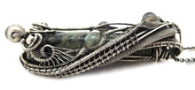 Load image into Gallery viewer, Stromatolite Pendant: Kambaba Jasper Fossil Necklace with Labradorite, Sterling Silver Wire Wrap