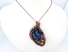 Load image into Gallery viewer, Titanium Aura Kyanite Fan Pendant: Copper Wire-Wrapped with Ti-Aura Quartz Crystals - Heather Jordan Jewelry
