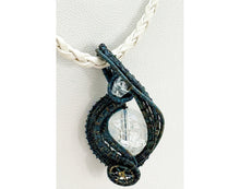 Load image into Gallery viewer, Steampunk Verdigris Crackle Quartz Pendant, Wire-Wrapped in Brass with Herkimer Diamond