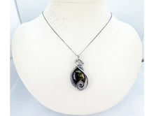 Load image into Gallery viewer, Sterling Silver Labradorite Jewelry Set with Swarovski Crystal - Necklace and Earrings