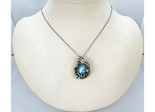 Load image into Gallery viewer, Larimar and Ethiopian Welo Opal Pendant: Sterling Silver Wire Wrap