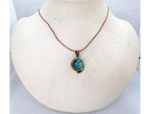 Load image into Gallery viewer, Verdigris Mini Woven Circle Gemstone Pendant in Brass