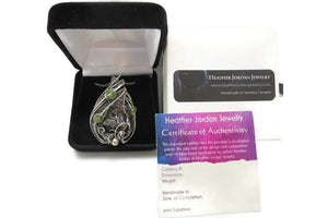 Campo del Cielo Meteorite Pendant, Wire-Wrapped in Sterling Silver with Peridot