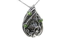 Load image into Gallery viewer, Campo del Cielo Meteorite Pendant, Wire-Wrapped in Sterling Silver with Peridot