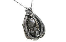 Load image into Gallery viewer, Campo del Cielo Meteorite Pendant, Wire-Wrapped in Sterling Silver with Peridot