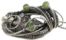 Load image into Gallery viewer, Campo del Cielo Meteorite Pendant, Wire-Wrapped in Sterling Silver with Peridot