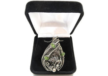 Load image into Gallery viewer, Campo del Cielo Meteorite Pendant, Wire-Wrapped in Sterling Silver with Peridot