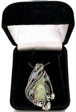 Load image into Gallery viewer, Raw Ethiopian Opal Pendant with Rainbow Moonstone, Gemstone Jewelry, Sterling Silver Wire Wrap