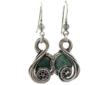Load image into Gallery viewer, Custom Gemstone Sterling Silver Steampunk "Swish" Earrings