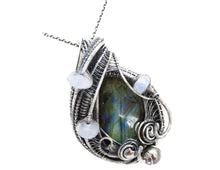 Load image into Gallery viewer, Labradorite &amp; Rainbow Moonstone Pendant in Sterling Silver