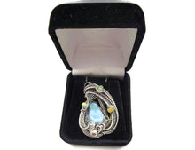 Load image into Gallery viewer, Larimar Pendant with Ethiopian Welo Opal, Wire Wrapped in Sterling Silver