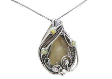 Load image into Gallery viewer, Libyan Desert Glass with Ethiopian Welo, in Sterling Silver, Wire-Wrapped Pendant