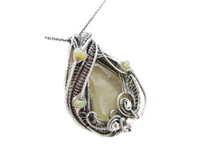 Load image into Gallery viewer, Libyan Desert Glass with Ethiopian Welo, in Sterling Silver, Wire-Wrapped Pendant