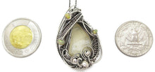 Load image into Gallery viewer, Libyan Desert Glass with Ethiopian Welo, in Sterling Silver, Wire-Wrapped Pendant