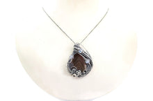 Load image into Gallery viewer, Lake Superior Agate Pendant with Rainbow Moonstone in Sterling Silver
