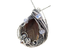 Load image into Gallery viewer, Lake Superior Agate Pendant with Rainbow Moonstone in Sterling Silver