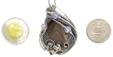 Load image into Gallery viewer, Lake Superior Agate Pendant with Rainbow Moonstone in Sterling Silver