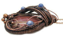 Load image into Gallery viewer, Lake Superior Agate Pendant Necklace in Copper with Blue Kyanite
