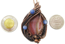 Load image into Gallery viewer, Lake Superior Agate Pendant Necklace in Copper with Blue Kyanite