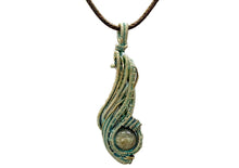 Load image into Gallery viewer, Custom Verdigris Gemstone Pendant, Brass Wire Wrap, "Comet" Model