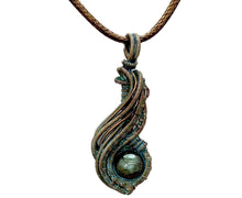 Load image into Gallery viewer, Custom Verdigris Gemstone Pendant, Copper Wire Wrap, "Comet" Model