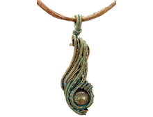 Load image into Gallery viewer, Custom Verdigris Gemstone Pendant, Brass Wire Wrap, "Comet" Model