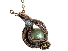 Load image into Gallery viewer, Custom Gemstone Steampunk Pendant, Wire-Wrapped in Bronze