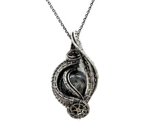 Load image into Gallery viewer, Custom Gemstone Steampunk Pendant, Wire-Wrapped in Sterling Silver