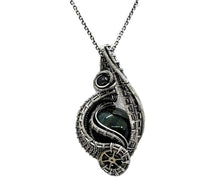 Load image into Gallery viewer, Custom Gemstone Steampunk Pendant, Wire-Wrapped in Sterling Silver